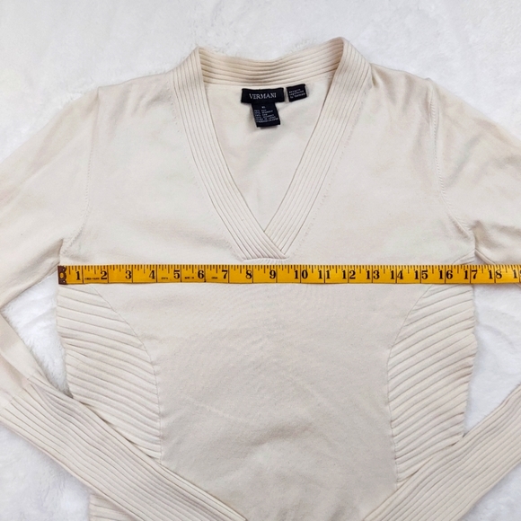 Vermani Silk Blend Long Sleeve Shirt V Neck Pull Over Sweater Stretch Size XL - Picture 3 of 11